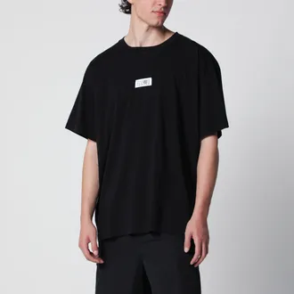 Maison Margiela T-shirt in cotone nera con logo Numeric