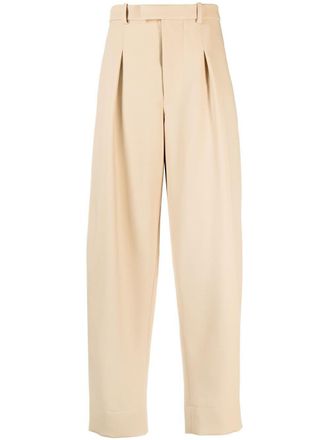 Wardrobe.NYC wide-leg dart-detail trousers - women - Virgin Wool - S - Neutrals
