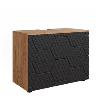 Vicco Mueble Bajo Lavabo Irma, Rayas Antracita, 80 Cm Con 2 Cajones