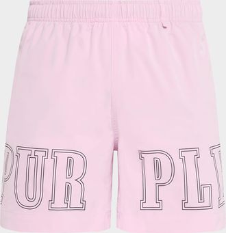 Purple Men & apos;s Slab Wordmark All Round Shorts