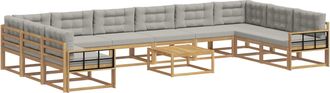 vidaXL Conjunto De Sof&aacute;s De Exterior 11 Uds. Blanco Y Gris Claro Vidaxl