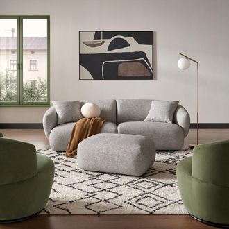 Castlery Gray Performance Fabric Sofa with Ottoman | Auburn by Castlery