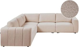 Beliani Modular Right Hand Sofa Beige Boucle Sectional Corner Couch Modern Living Room KIVVIK