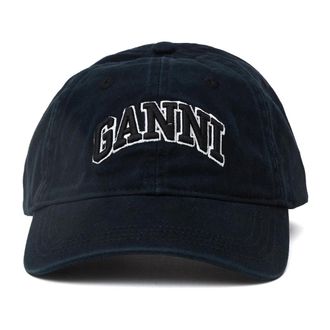 Ganni Canvas Cap - Dames - Petten - Zwart - ONE Size - Katoen - Accessoires