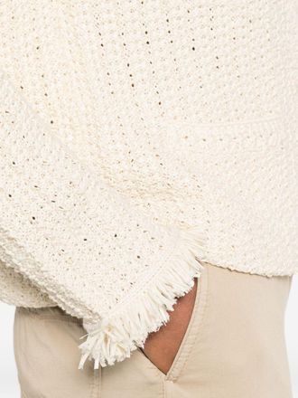 Emporio Armani Cotton-Blend Knit Cardigan - cream