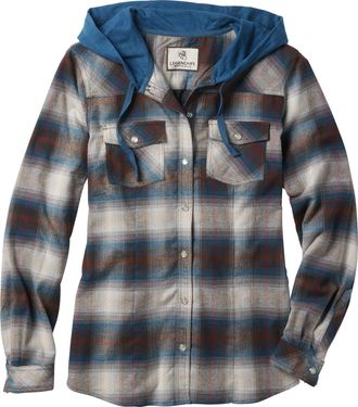 Legendary Whitetails Womens Lumber Jane Hooded Flannel Shirt, Teal Brown, XXL