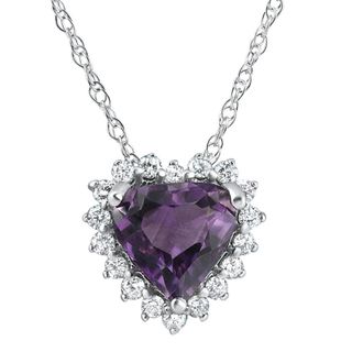 Pompeii3 2 1/5Ct Amethyst Heart Diamond Pendant Gold Lab Grown 18 Necklace