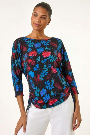 Roman Floral Print Tie Detail Stretch Top