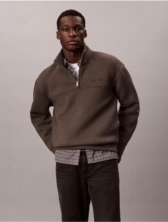 Calvin Klein Mens Spacer Quarter Zip Sweatshirt - Grey - 2XL