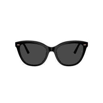 Oliver Peoples 0ov5597su Glossy Black Cat-Eye Sunglasses with Rose Gold Accents