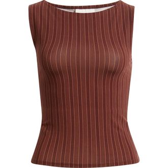 Reformation Dusk Stretch Knit Top in Mahogany Stripe at Nordstrom, Size X-Large