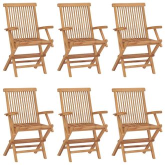 Berkfield Home Folding Garden Chairs 6 pcs Solid Teak Wood in Brown