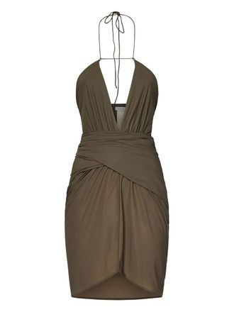 Amazuìn halterneck ruched mini dress - women - Polyamide/Elastane - One Size - Green