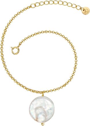 Glanzst&uuml;cke M&uuml;nchen Womens Bracelet sterling silver yellow gold freshwater cultured pearl white - Size 20 cm