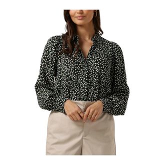 Y.A.S Y.a.s, Overhemden, Dames, Zwart, XS, Zwarte Bloemen Blouse Lange Mouw