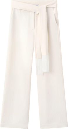 Mango Belted Straight Leg Pants in Ecru at Nordstrom, Size 10