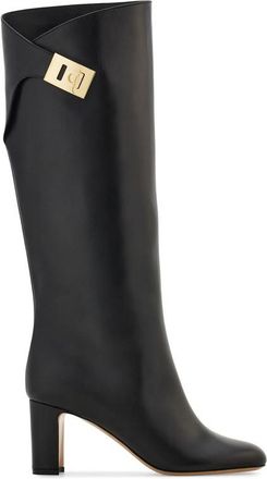 Ferragamo Black Leather Hug Boots
