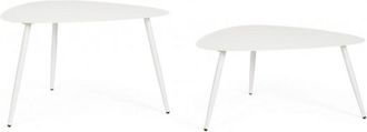 Konte Design Lote de 2 mesas de centro de acero blanco