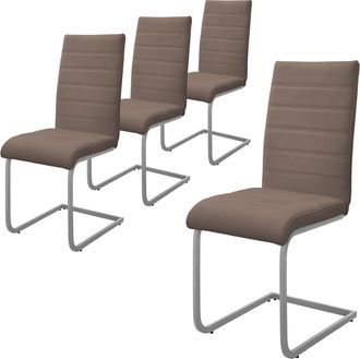 ML Design Ml-design - Set 4x Sillas De Comedor Basculante Con Respaldo Alto Asiento Cantilever Marr&oacute;n De Polipiel Tapizado Con Patas De Metal Sill&oacute;n Dise&ntilde;o Ergo