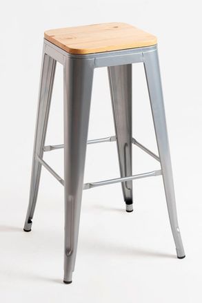 Regalos Miguel Pack 4 Taburetes color gris metalizado en acero reforzado