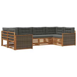 vidaXL Conjunto De Sof&aacute;s De Exterior 6 Pcs Natural Y Antracita Vidaxl