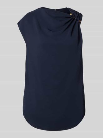 HUGO BOSS Regular Fit Kurzarmbluse aus Viskose-Mix Modell BANNEA in Marine, Gr&ouml;&szlig;e 32