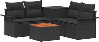 vidaXL Juego De Sof&aacute; 6 Uds. 4-n&uacute;mero De Plazas Negro Vidaxl