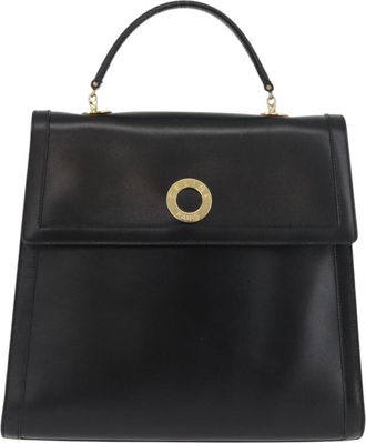 Celine Top Handle Leather Black Leather Handbag (Pre-Owned)