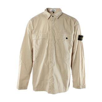 Stone Island Beige Overshirt voor Heren - Heren - Zomerjassen - Beige - 2XL - Katoen - Jassen