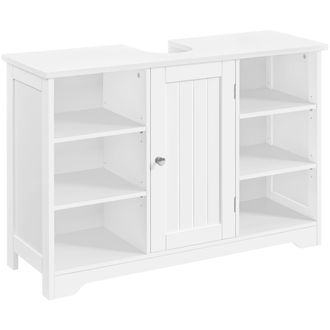 Yaheetech Mobile Da Bagno Sottolavabo Mobiletto Con Ripiani Portaoggetti Armadietto Da Terra Per Lavandino Salvaspazio Mobile Da Archivio Con Anta In Mdf 60 &times; 3