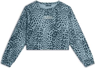 Freddy Sweatshirt FREDDY Pullover S25WMCS1C, Damen, Gr. XL, bunt (leopard animalier on blau), Obermaterial: 83% Baumwolle CO. 17% Polyester PES., Sweatshirts