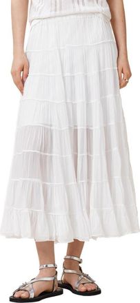AllSaints Eva Tiered Midi Skirt in Chalk White at Nordstrom, Size 10