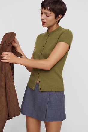 Maeve Wool Blend Cap-Sleeve Cardigan