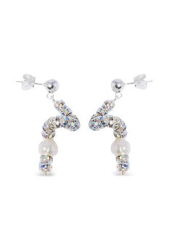 Pearl Octopuss.y Tiny Snakes pearl crystal-embellished earrings - Silver