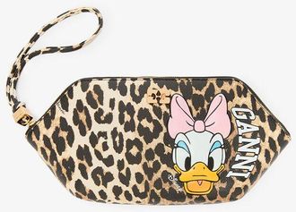 Ganni Brown Daisy Duck Leopard Make-Up Pouch