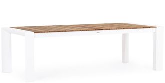 BIZZOTTO Ausziehbarer Xxl Premium Gartentisch Cameron 253-384 x 110 cm - Weiss/Teak