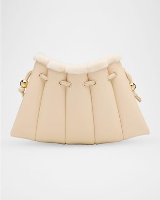 Themoir&egrave; Dafne Faux Fur-Trim Vegan Fabric Shoulder Bag
