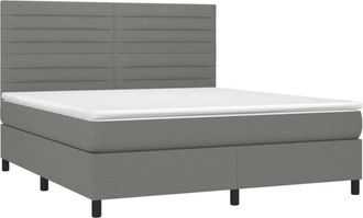 vidaXL Vidaxl - Cama Box Spring Colch&oacute;n Y Luces Led Tela Gris Oscuro 160x200 Cm