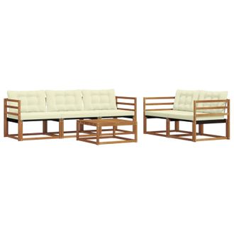 vidaXL Conjunto De Sof&aacute;s De Exterior Con Coj&iacute;n 6 Pcs Natural Y Crema Vidaxl