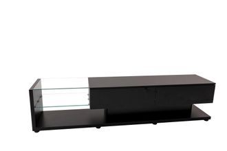 STILVORA Mueble Tv Con 2 Cajones, 2 Estantes De Vidrio Y Led Multicolor, Negro Brillo, 170&times;36&times;38 Cm, En Tablero De Part&iacute;culas