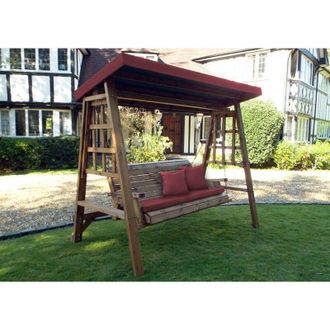 Charles Taylor Trading Charles Taylor - Dorset Three Seat Swing - W225 x D124 x H196 - Fully Assembled - Burgundy