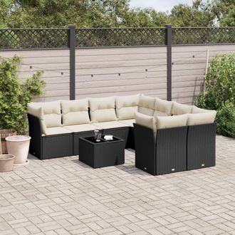 vidaXL Set De Sof&aacute;s De Jard&iacute;n 8 Piezas Y Cojines Rat&aacute;n Sint&eacute;tico Negro Vidaxl