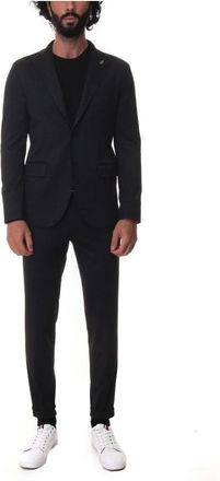 Paoloni Slim Fit Stretch Fabric Suit - Heren - Business pakken - Zwart - XL - Polyester - Kostuums