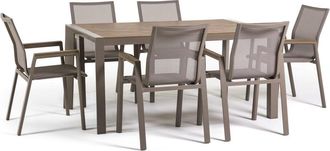 Siediti Fuori e Dentro Conjunto mesa rectangular de aluminio y 6 sillas de textilene