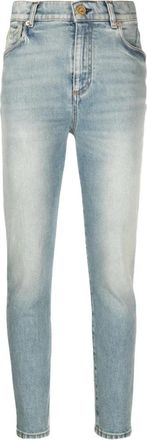 Balmain Blauwe Skinny Jeans Mid-Rise Casual Stijl - Dames - Slim Fit Jeans - Blauw - XL - Katoen - Jeans