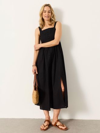 Fat Face FatFace Black Petite Gili Embroidered Midi Dress