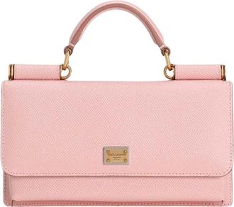 Dolce & Gabbana Handbags, female, Pink, Size: ONE SIZE Dauphine leather mini top-handle bag