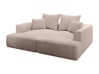 Vente-Unique Sof&aacute; de 3 plazas con asiento c&oacute;modo y profundo de pana gruesa color topo PINETA