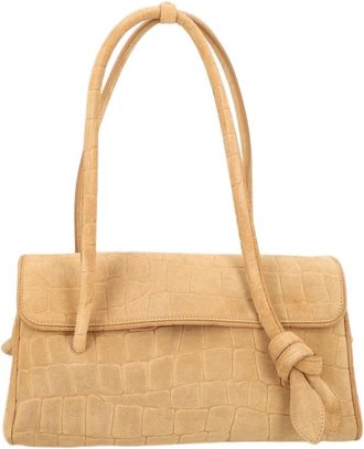 Jacquemus Beige Crocodile-Embossed Knot Shoulder Bag