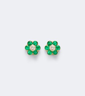 Anita Ko Pendientes Flora de oro de 18 ct con esmeraldas y diamantes